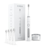 Ordo Sonic+ Toothbrush & 4x Brush Head Bundle - White/Silver